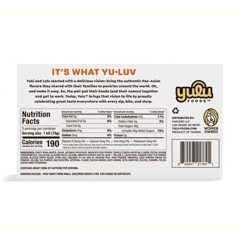 Instant Bubble Tea Kit Tapioca Pearls Passion Fruit Flavor Makes 3 Refreshing gallery