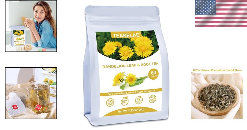 Delicious Dandelion Root Tea - 60 Count Caffeine-Free Herbal Blend for Digestion gallery