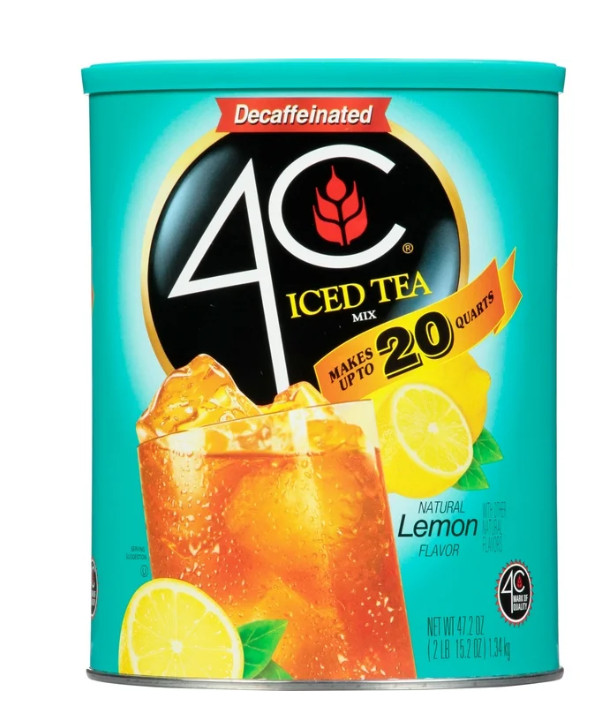 (2 Pack) 4C Decaffeinated Iced Tea Lemon Mix 20 Quarts 47.2 oz ( 4 Lb. Total ) gallery