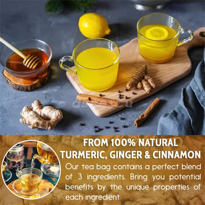 Turmeric, Ginger, Cinnamon Tea Bags, 100% Natural & No Additives & Caffeine Free gallery