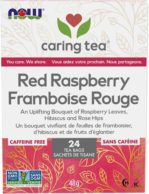 NOW Caring Tea, Red Raspberry – 24 Tea Bags