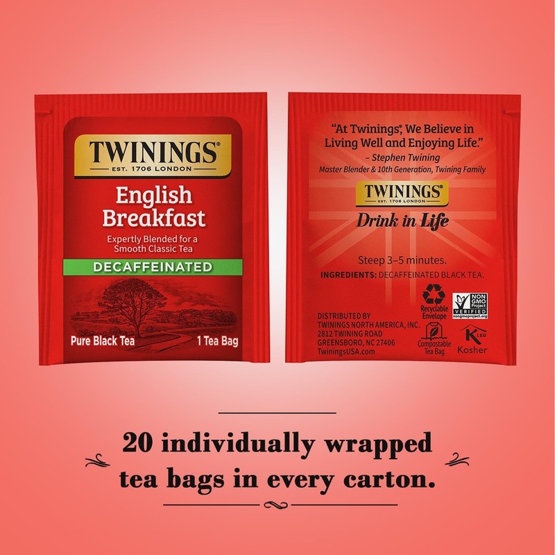 Hand-Selected Decaffeinated English Breakfast Tea - Lively & Refreshing, 50 Bags gallery