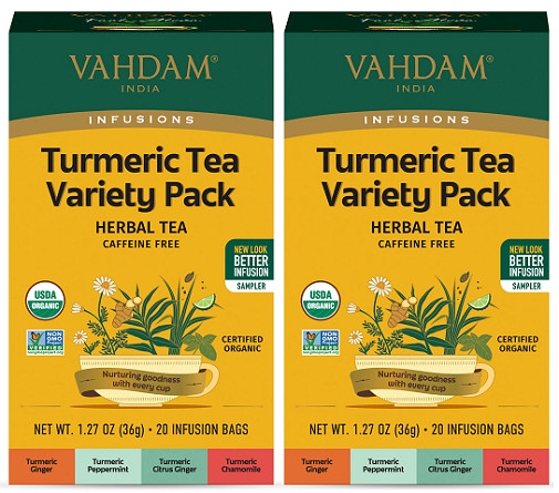 Vahdam India Infusions Turmeric Tea Variety Pack Herbal Tea 2 Pack