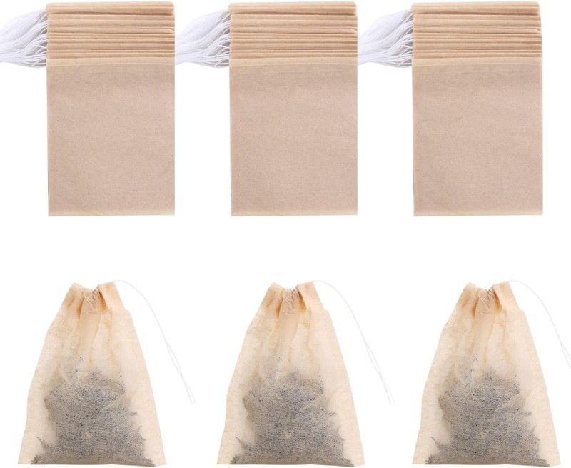 400 Pack Natural Unbleached Disposable Tea Filter Bags - 8x10 cm Drawstring gallery