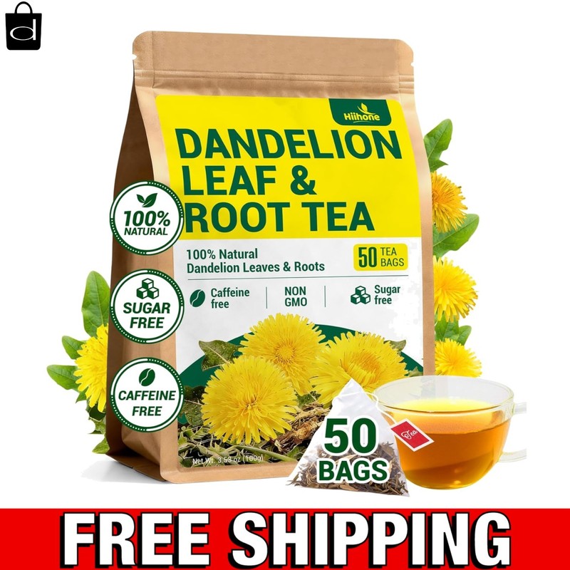 – Dandelion Leaf & Root Tea Bags, 50 Teabags – Natural Dandelion Herbal Tea for