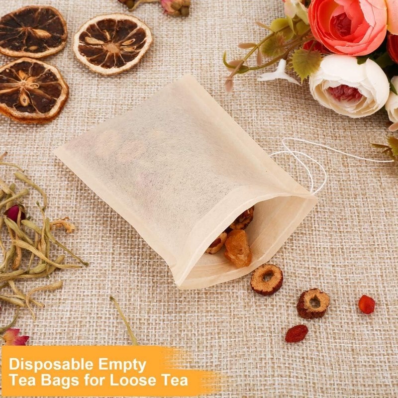 100PCS Disposable Tea Filter Bags - Natural Wood Pulp Tea Infuser for Loose Leaf gallery
