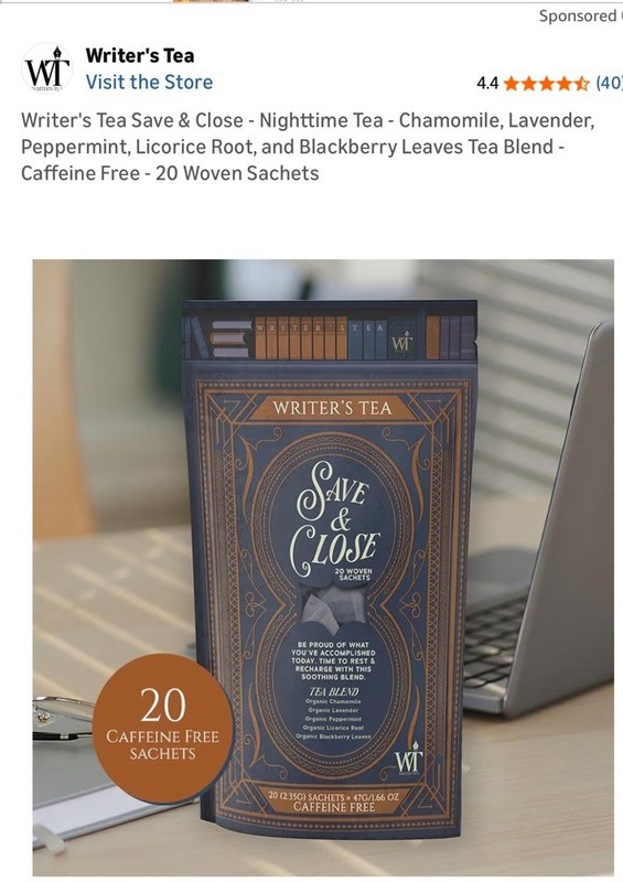 Writer’s Tea Save And Close 20 Woven Sachets Of Caffeine Free Tea. gallery