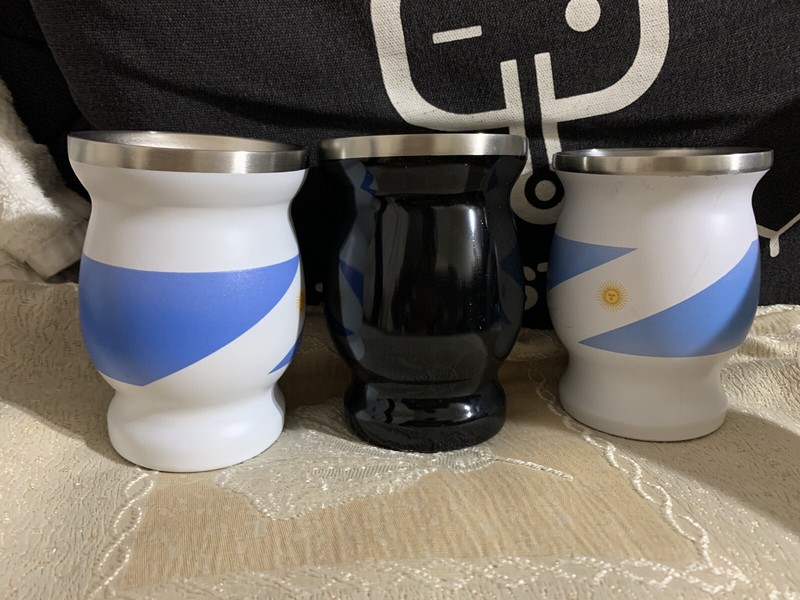Argentina Flag Yerba Mate Cup X3 Tea Herbal Hot Stainless Double Insulated New