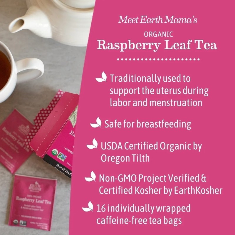Earth Mama Organic Raspberry Leaf Herbal Tea, Labor Prep Support, 16 Tea Bags. gallery