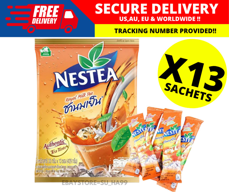 Nestea Instant Thai Milk Tea Mix Powder Authentic Thai Tea Taste 1 Bag (13 Sac)