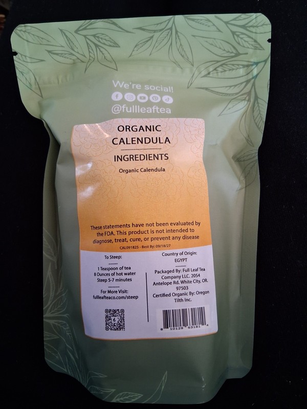 Full Leaf Tea Organic Calendula loose leaf tea 2 Oz Bag For Digestion/cramps gallery