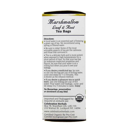 Organic Marshmallow Leaf & Root Tea 24 Bags By Celebration Herbals gallery
