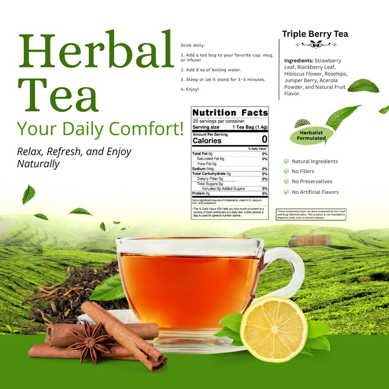 Triple Berry Tea - Fruity & Refreshing Herbal Blend gallery