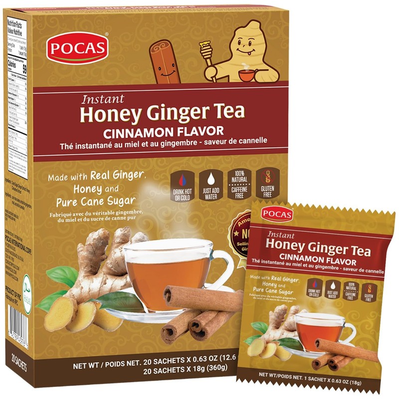 Pocas Honey Ginger Instant Tea Powder, Cinnamon Flavor, Ginger Extract & Real…