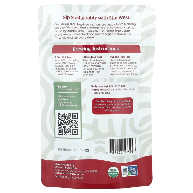 Organic Raspberry Leaf Tea, 20 Tea Bags, 1.04 oz (30 g) gallery