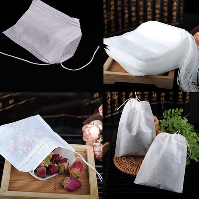 Assorted Sizes Non-woven Empty Tea Bags Loose Herbs Teabag with Drawstring gallery