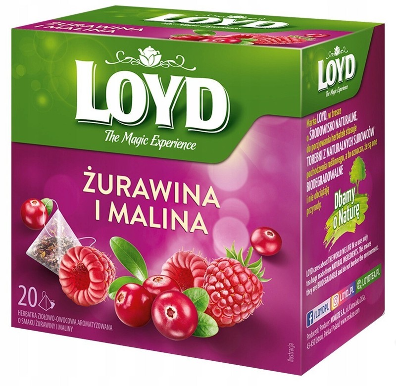 6x LOYD Cranberry & Raspberry Flavored Fruit Tea Silk Pyramid Bags 20 Pcs gallery