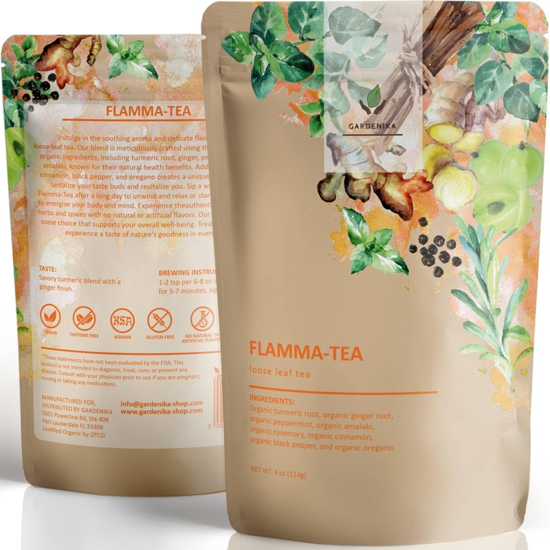 Organic Flamma-tea Loose Leaf Tea | Premium Turmeric Ginger Blend with Cinnam…