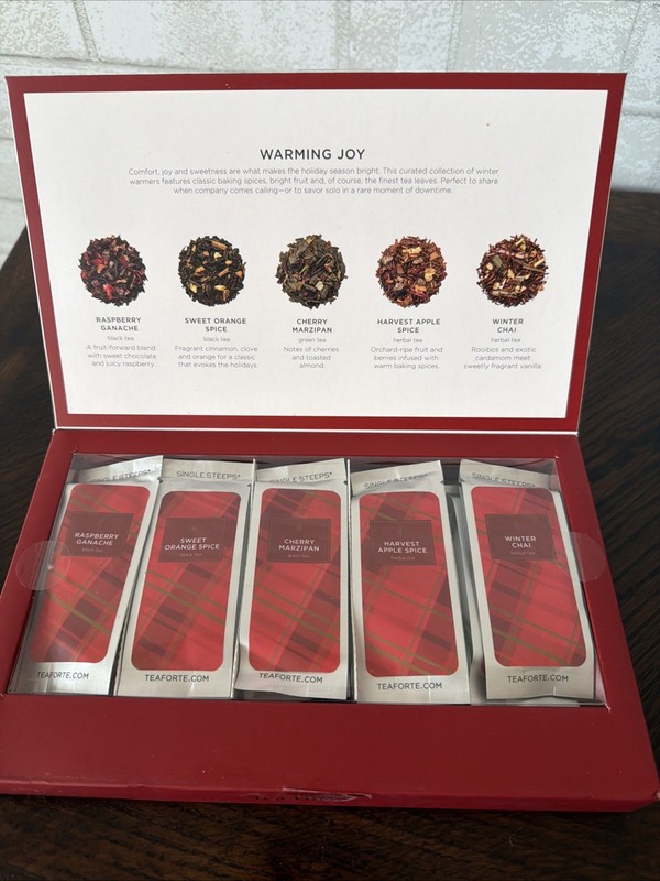 TEA FORTE, WARMING JOY, Boxed Assortment of 15 Single Steeps Tea Tasting Pouches gallery