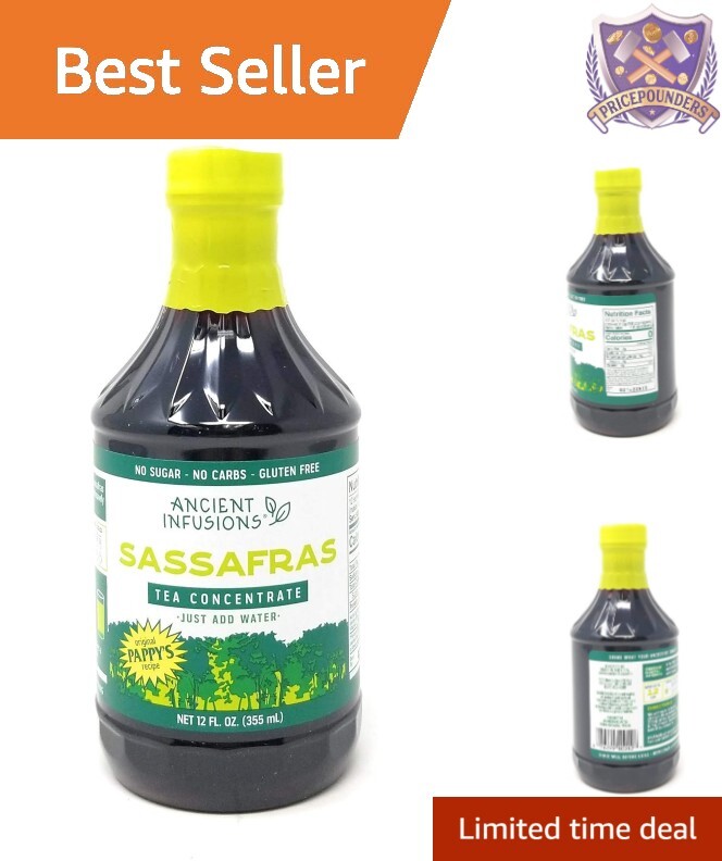Liquid Sassafras Tea Concentrate – 12-Ounce Bottles, 6 Pack Easy Iced/Hot Tea