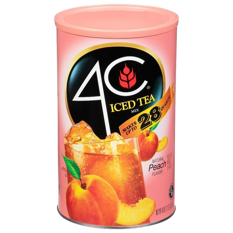 Natural Peach Iced Tea Mix Powder Large Canister 66.1 oz Bulk 4 lbs 2.1 oz
