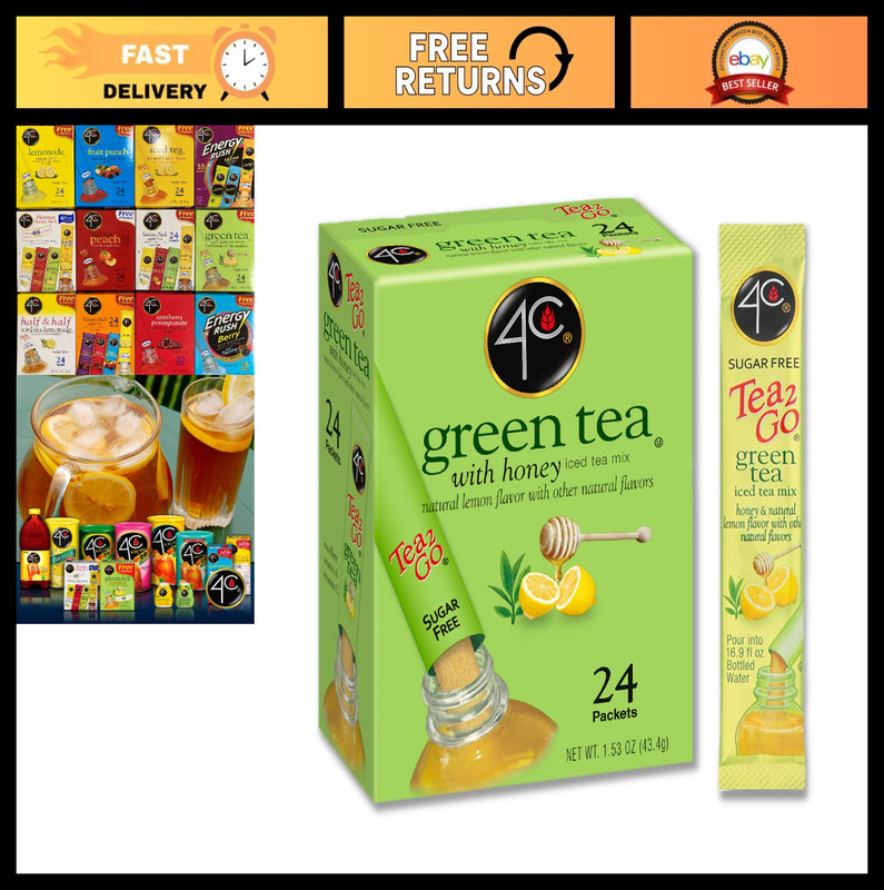 Sugar-Free Green Tea Mix – 20-Count Boxes (Pack of 3) – Iced Tea Beverage