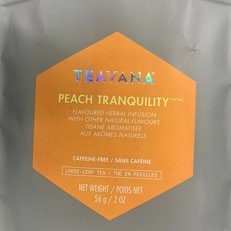 🍑🌈 🍑 NEW! 2 OZ TEAVANA PEACH TRANQUILITY HERBAL FACTORY SEALED TEA & TIN 🌈🍑 gallery