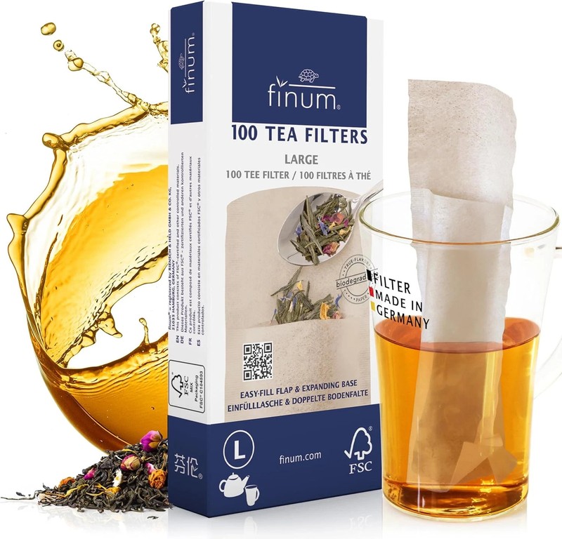 Disposable Paper Tea Filter Bags for Loose Tea, Brown, Large, 100 Count gallery