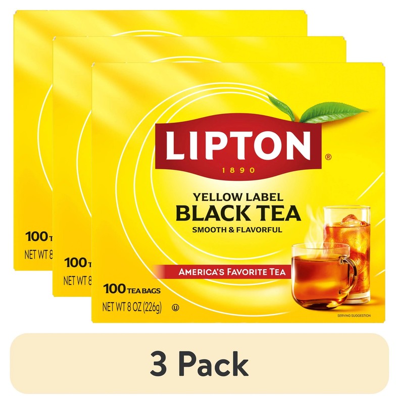 (3 pack) Lipton Black Tea Bags, 100 Count