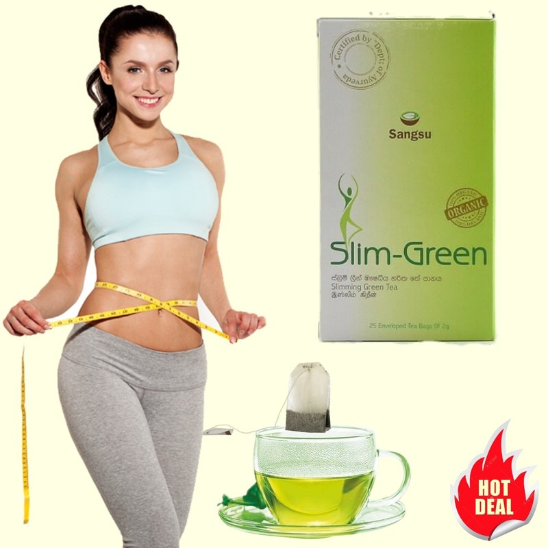 SLIM-GREEN Green Tea for Weight Loss Fast Fat Burner Ceylon Green Tea 25 Bags