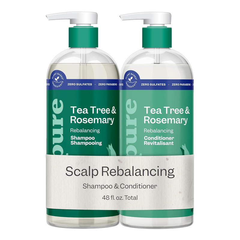 Tea Tree & Rosemary Shampoo and Conditioner Set, Plant Based - Refreshes & Rebal gallery