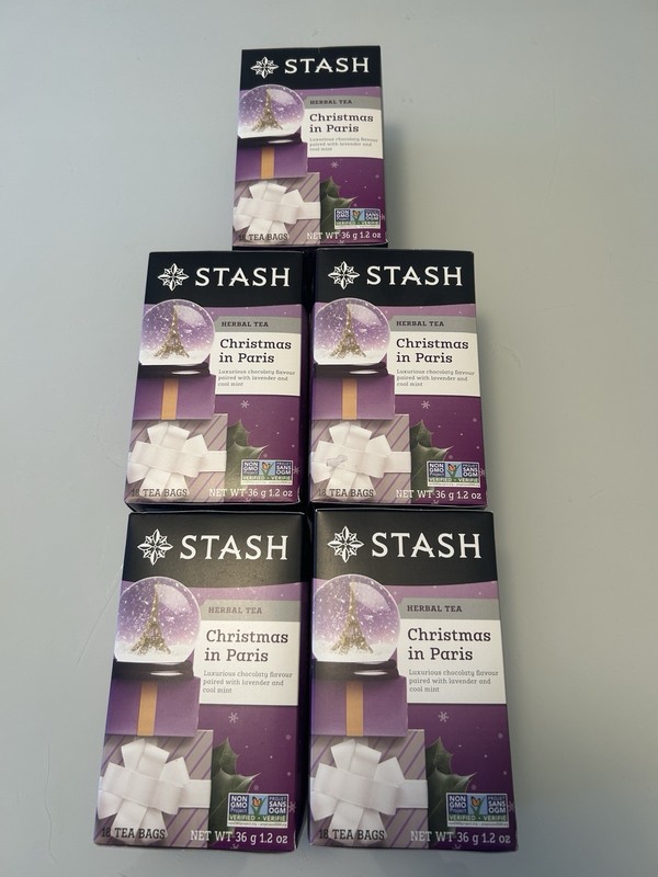 5x – Stash Tea Christmas in Paris Herbal Tea, 18 Bag NEW Chocolate Lavender mint