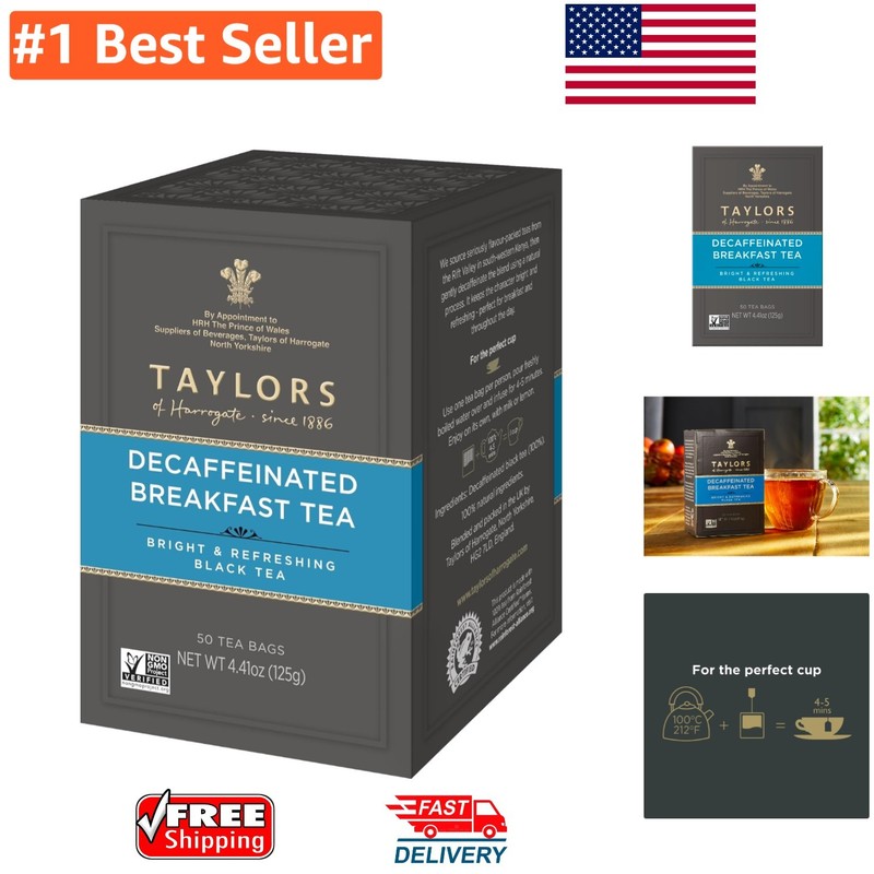 Ethically Sourced Decaffeinated Black Tea – 50 Count Pillow Bags for Mornings