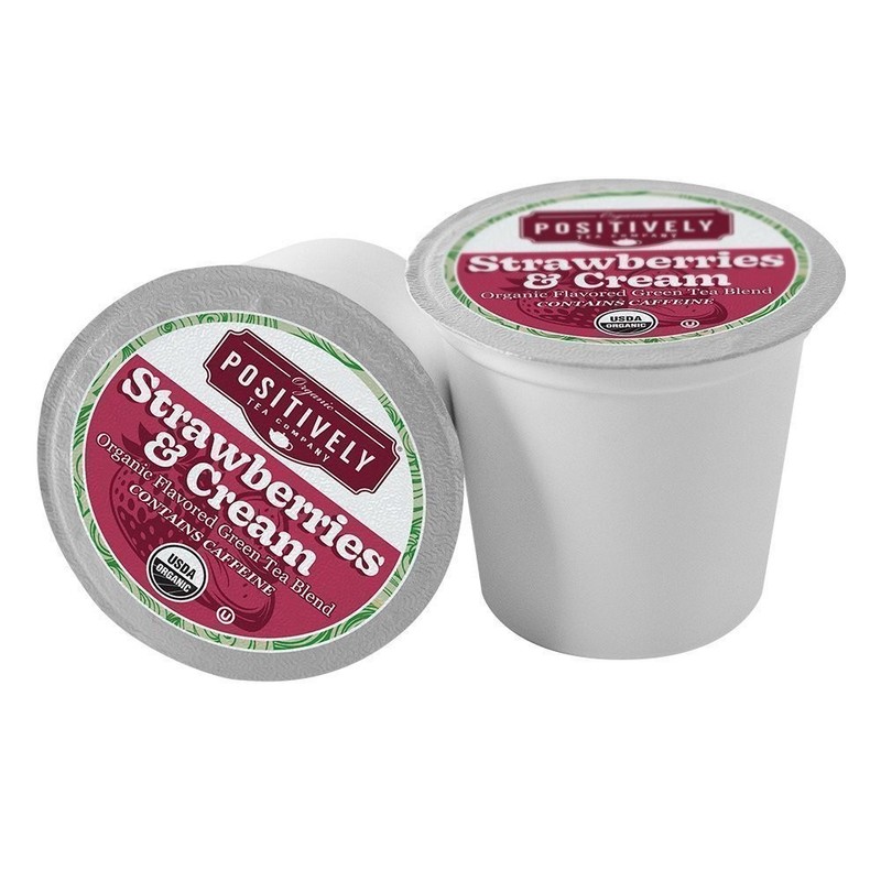 Positively Tea | Organic Strawberries & Cream Tea | 96 Pods, Keurig Compatible