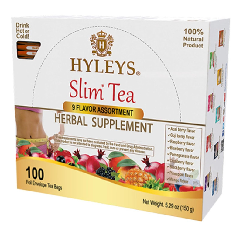 HYLEYS Slim Tea 9 Flavor Assortment 100 Ct – Weight Loss Herbal Supplement Clean