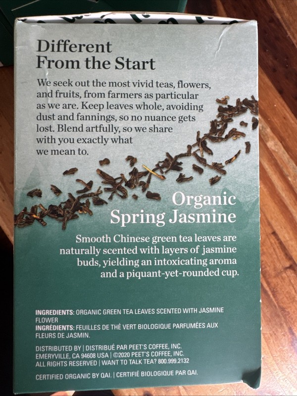 Organic Spring Jasmine Tea, Lightly Caffeinated Green Tea with Jasmine, 15 Wh... gallery