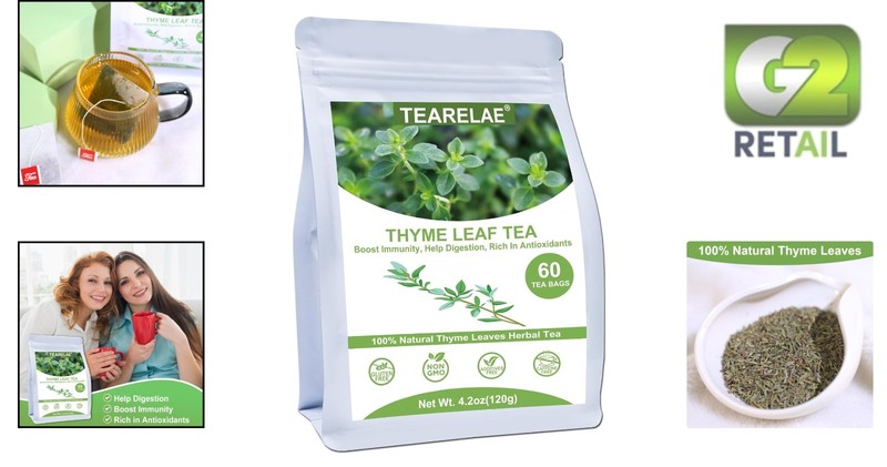 Organic 60 Count Thyme Tea Bags - Aid Digestion & Enjoy Anytime, Caffeine-Free gallery