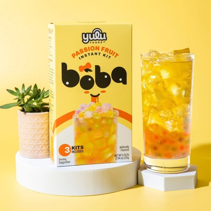 Instant Bubble Tea Kit Tapioca Pearls Passion Fruit Flavor Makes 3 Refreshing gallery