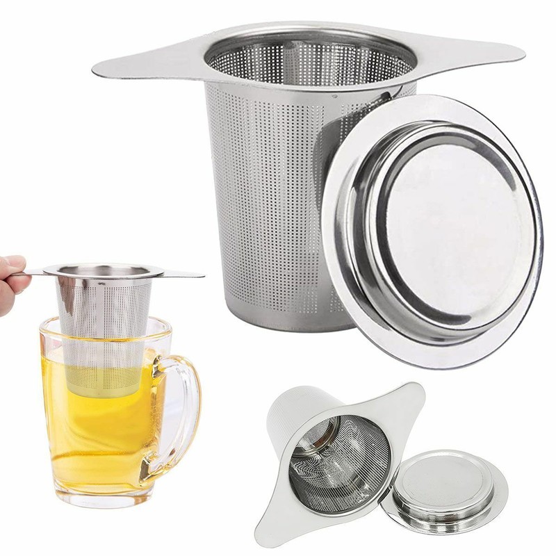 Portable Stainless Steel Double Handles Tea Infuser Mesh Strainer Large Capacity