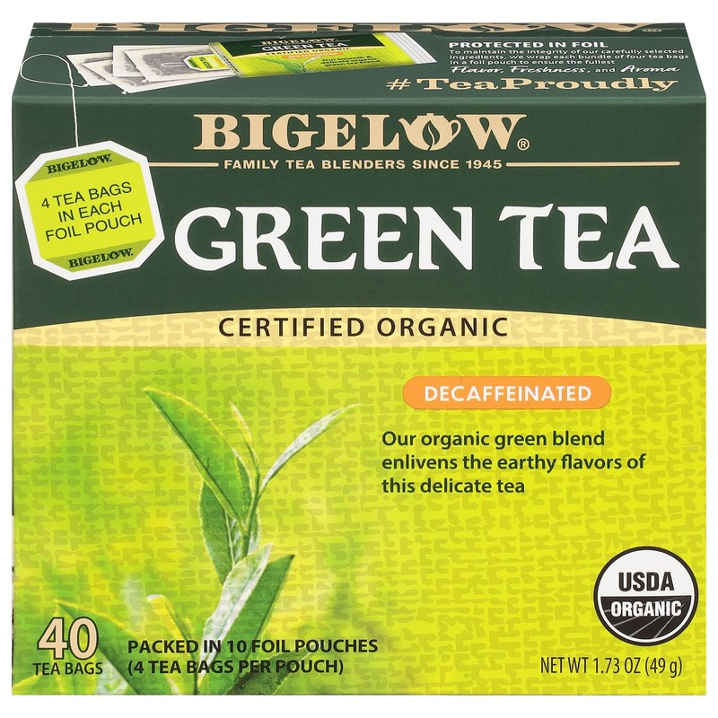 Organic Decaffeinated Green Tea Bags 40 Count Box Pack of 6 Total 240