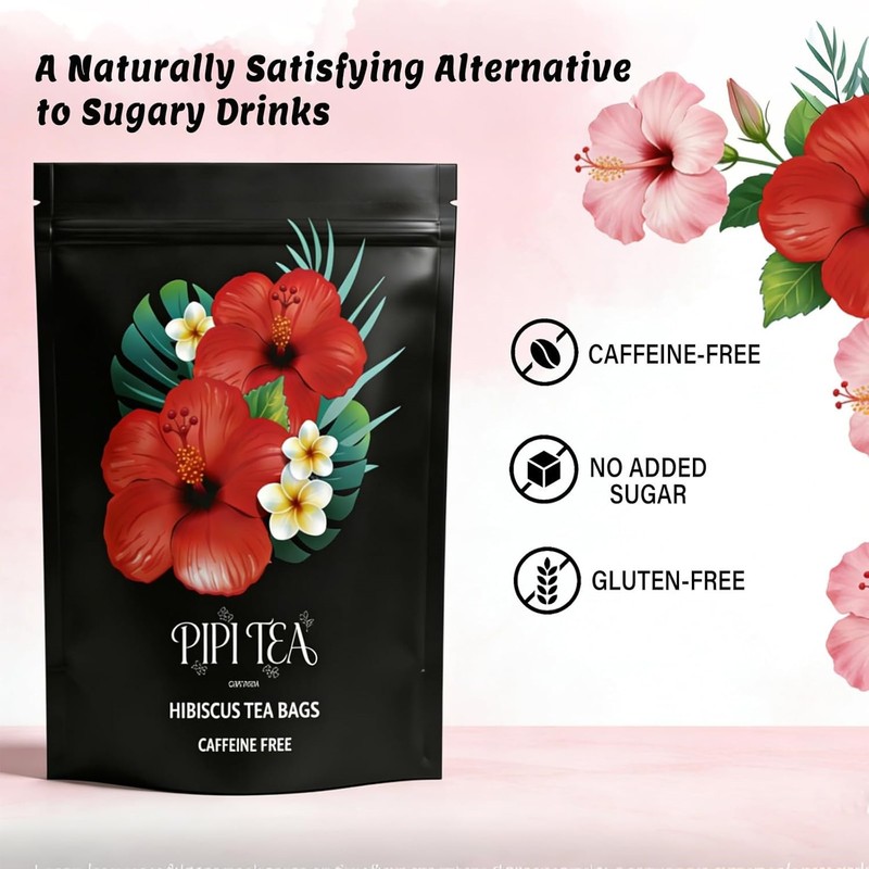 Pipi Tea Hibiscus Tea Bags,Pure Natural Organic,Caffeine-Free, Sweet-Tart Flavor gallery