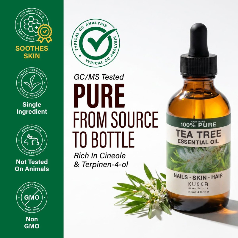 100% Pure Tea Tree Oil - 4 Fl Oz Tea Tree Essential Oil for Hair, Skin, Diffuser gallery