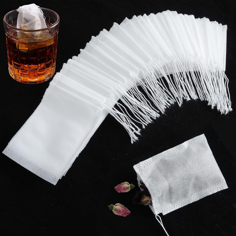 100/200PCS Disposable Empty Tea Bag Drawstring Seal Teabags Herb Tea Filters gallery