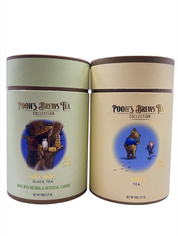 2 PK – Pooh’s Brews Tea Collection Green Tea / Earl Grey Black Tea • 60 Tea Bags