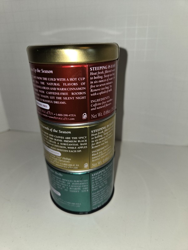 Republic Of Tea Stackable Tea Tins, Holiday 2018 Teas Unopened gallery