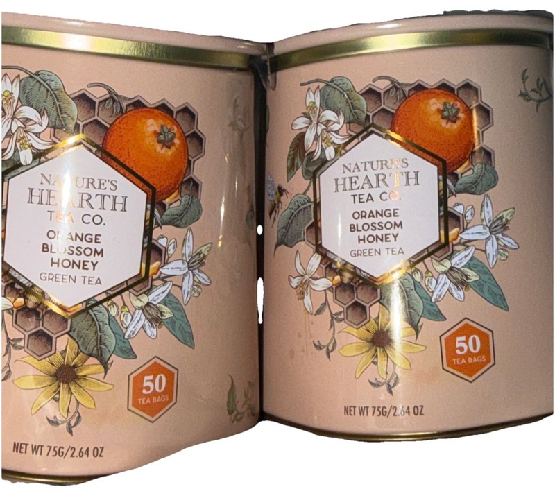 NATURE’S HEARTH TEA Co 🫖 ORANGE BLOSSOM HONEY GREEN TEA 100 tea bags-2 tins