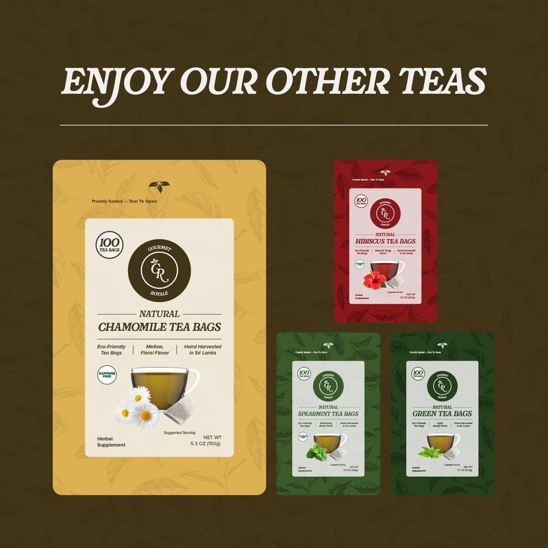 Premium Chamomile Tea Bags - 100 Count, Caffeine & Sugar Free, Natural & Sustain gallery