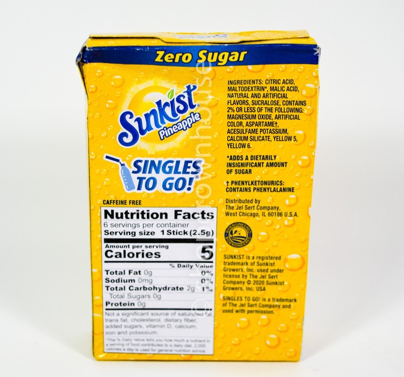 2 Sunkist PINEAPPLE Drink Mix Zero Sugar Singles to Go 0.53 ounce 08/2027 gallery