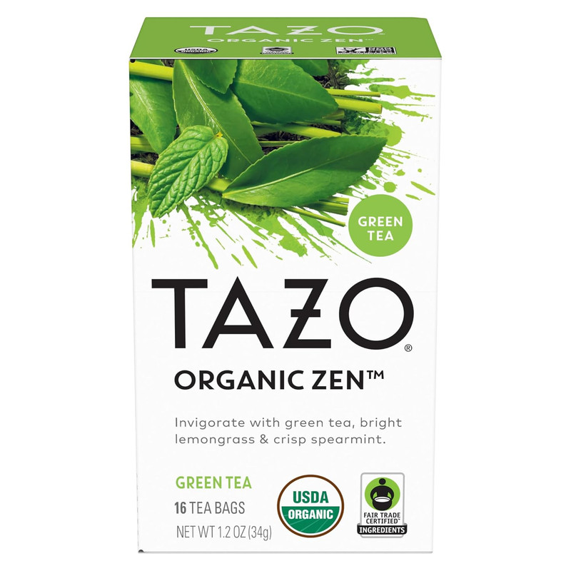 Organic Zen Green Tea, Caffeinated Tea with Refreshing Lemongrass & Spearmint, 1