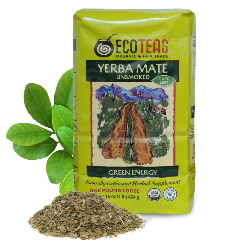 - Organic Unsmoked Yerba Mate Tea Pure Loose Leaf 1Lb Detox Hi Caf Energy
